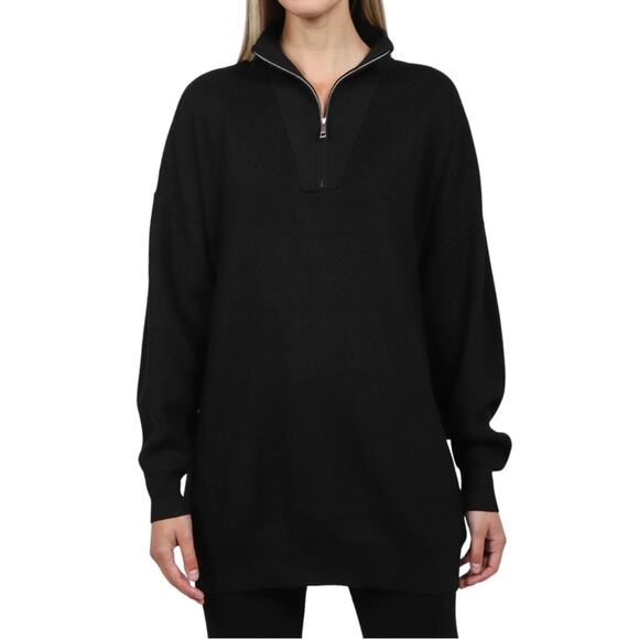 Brunette The Label Sweaters - Brunette the Label Not Your Boyfriend’s Half Zip Sweatshirt in Black XS/Small